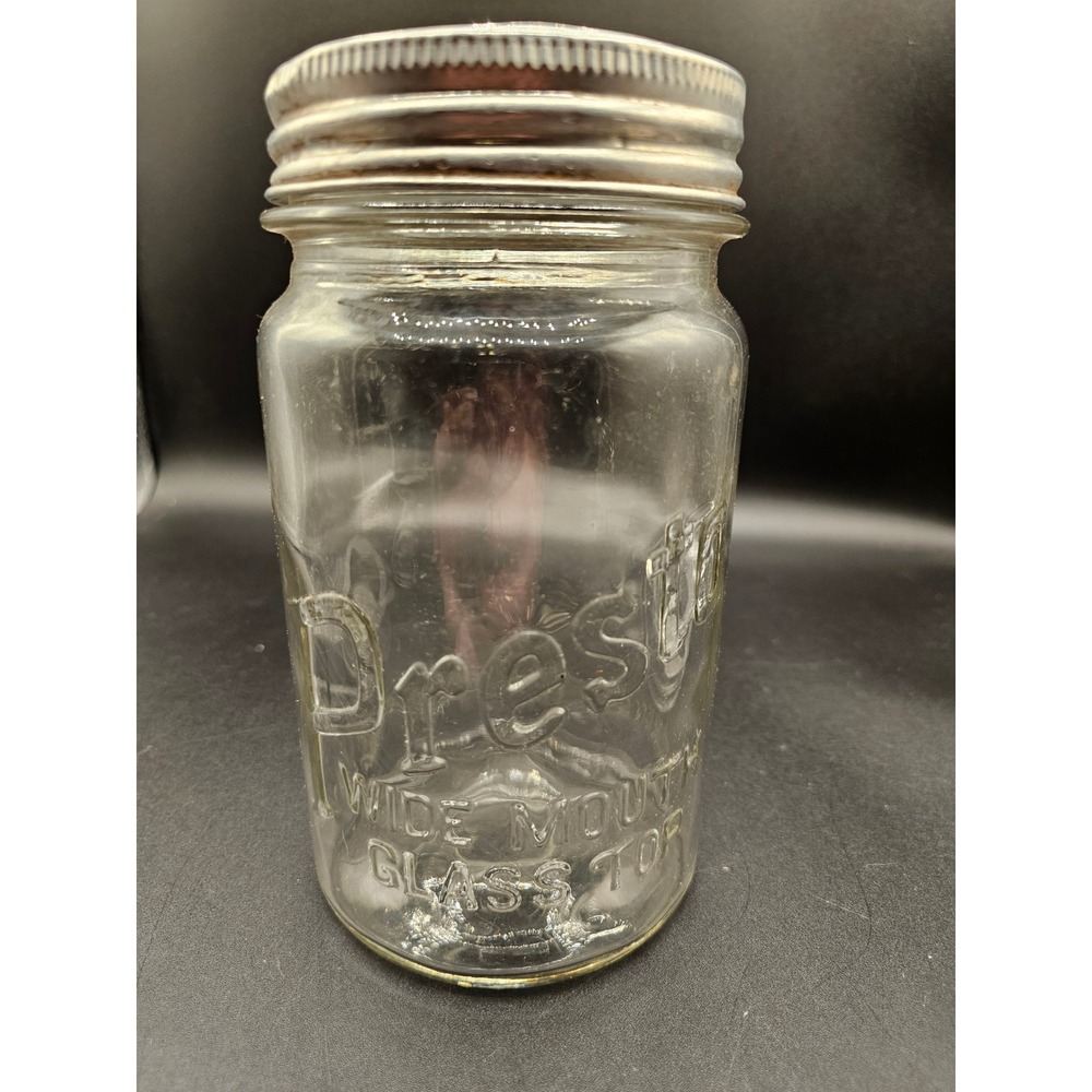 Vintage Presto Wide Mouth Glass Top Canning Jar Illinois Glass Co 7 inch Clear